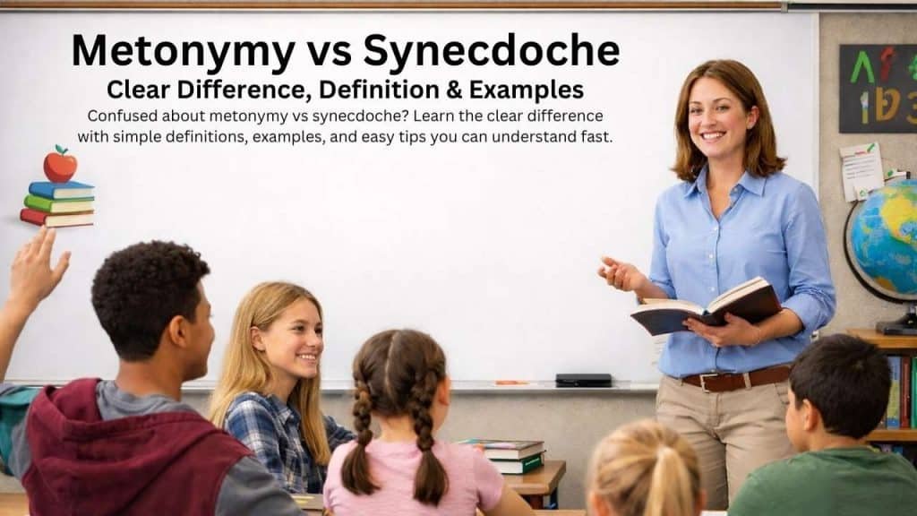 Difference between metonymy and synecdoche with real-life examples and quick comparison table for beginners