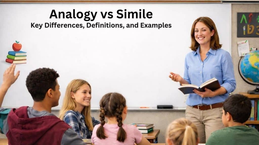 Learn analogy vs simile with simple definitions, clear examples, and key differences explained in easy words for better writing skills.