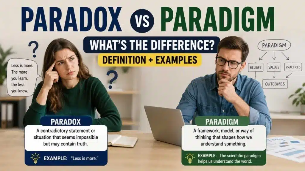 Many people confuse paradox vs paradigm because both words often appear in academic, philosophical, and everyday discussions.