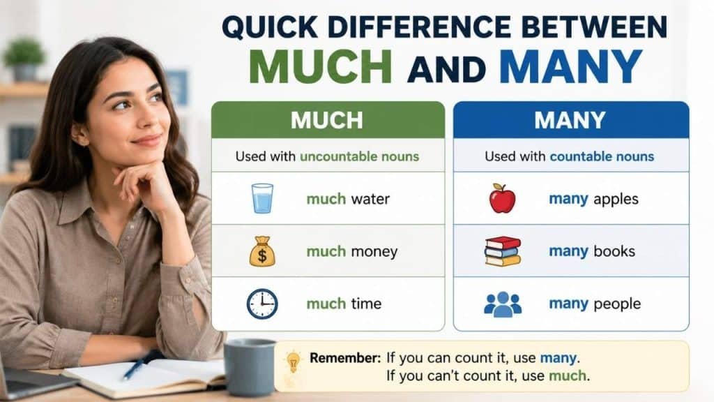 Quick Difference Between Much and Many