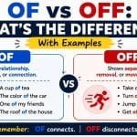 Many English learners confuse of vs off because both words sound similar in fast speech.