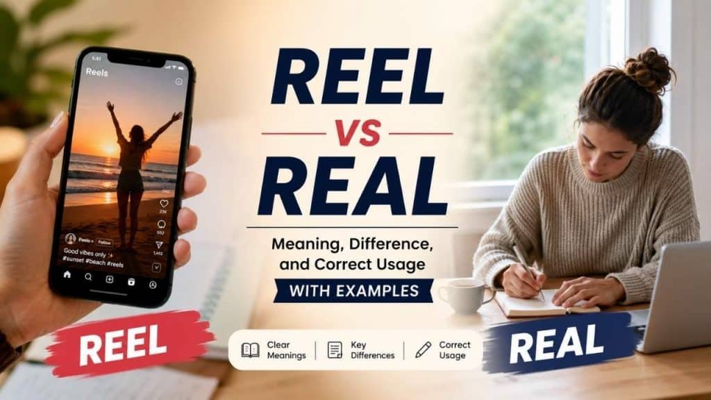 The phrase “reel vs real” often confuses English learners because both words sound similar but have very different meanings.