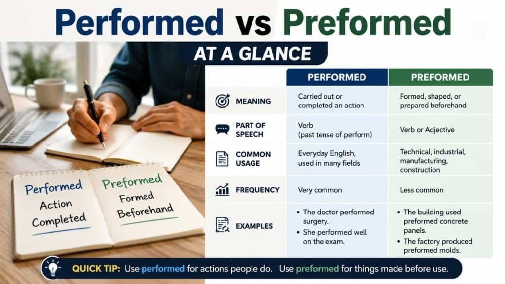 Performed vs Preformed at a Glance