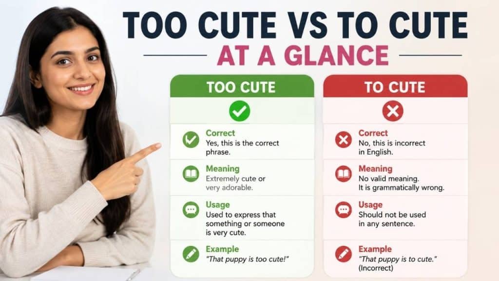 Too Cute vs To Cute at a Glance