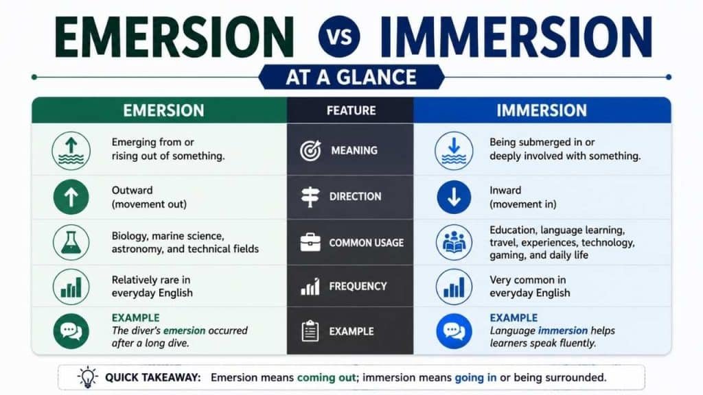 Emersion vs Immersion at a Glance