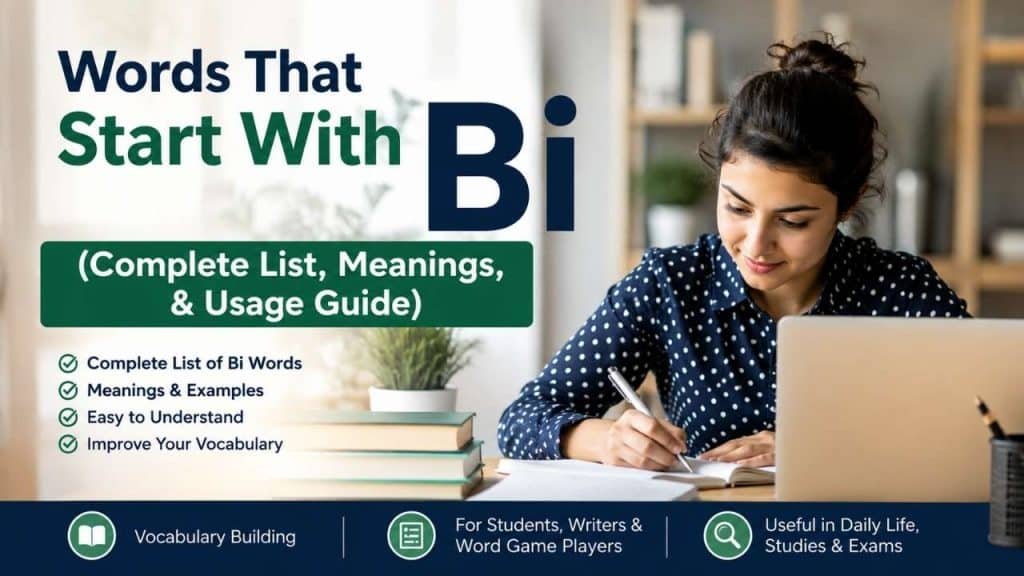 People often search for words that start with bi, bi prefix words, and English words starting with bi to improve vocabulary or help with games like Scrabble and Wordle.