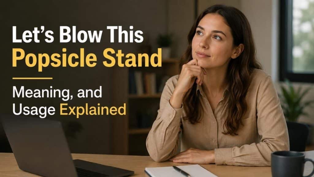 The phrase “Let’s blow this popsicle stand” is a fun and informal American slang expression that people use when they want to leave a place quickly.