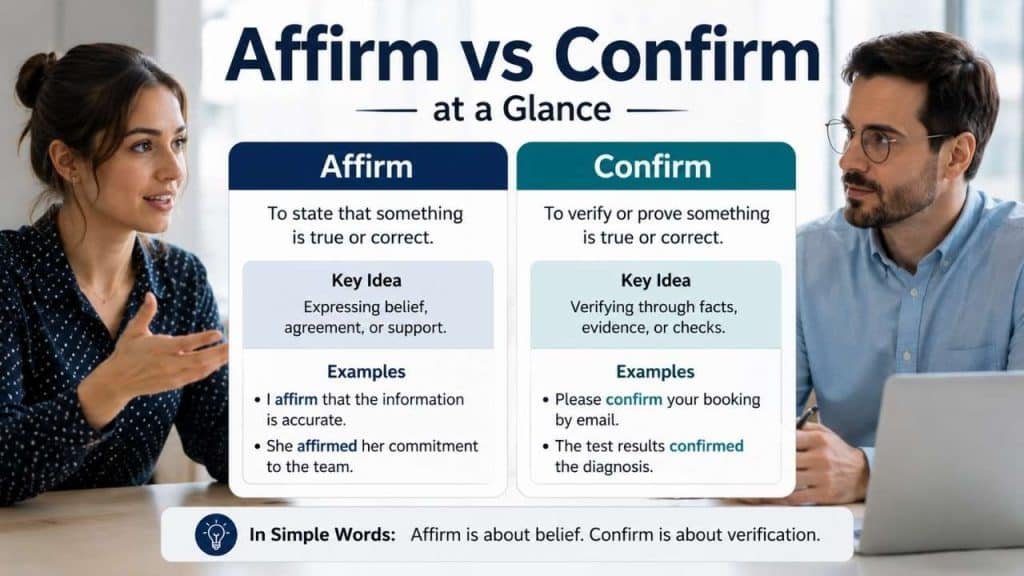 Affirm vs Confirm at a Glance