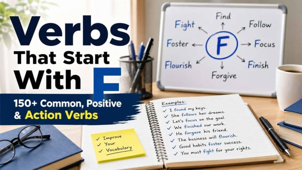 Learning verbs that start with F is an easy way to expand your English vocabulary and become a more confident speaker and writer.