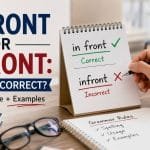 Many people pause while writing because they are unsure whether to use "in front" or "infront." This small spelling difference causes confusion for students, professionals, and English learners alike.